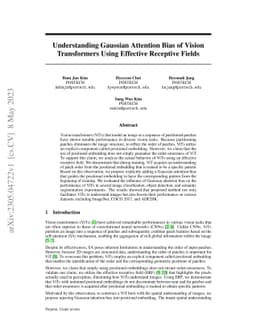 Understanding Gaussian Attention Bias of Vision Transformers Using
  Effective Receptive Fields