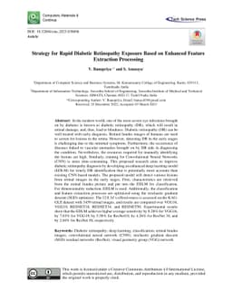 Strategy for Rapid Diabetic Retinopathy Exposure Based on Enhanced
  Feature Extraction Processing