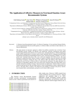 The Application of Affective Measures in Text-based Emotion Aware
  Recommender Systems
