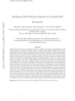 Revisiting Table Detection Datasets for Visually Rich Documents