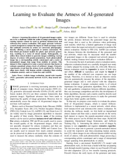 Learning to Evaluate the Artness of AI-generated Images