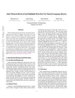 Joint Moment Retrieval and Highlight Detection Via Natural Language
  Queries