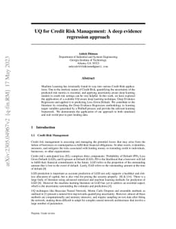 UQ for Credit Risk Management: A deep evidence regression approach