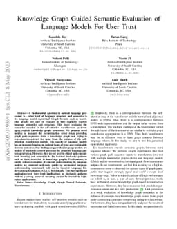 Knowledge Graph Guided Semantic Evaluation of Language Models For User
  Trust