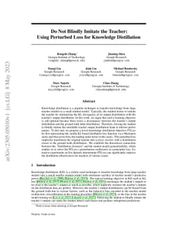 Do Not Blindly Imitate the Teacher: Using Perturbed Loss for Knowledge
  Distillation