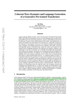 Coherent Wave Dynamics and Language Generation of a Generative
  Pre-trained Transformer