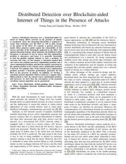 Distributed Detection over Blockchain-aided Internet of Things in the
  Presence of Attacks