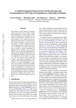 A Unified Evaluation Framework for Novelty Detection and Accommodation
  in NLP with an Instantiation in Authorship Attribution
