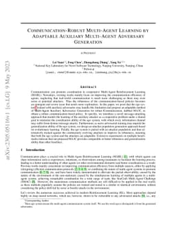 Communication-Robust Multi-Agent Learning by Adaptable Auxiliary
  Multi-Agent Adversary Generation