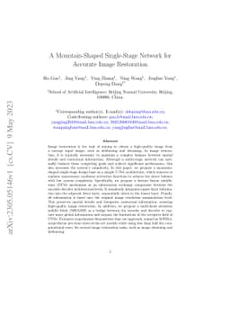 A Mountain-Shaped Single-Stage Network for Accurate Image Restoration