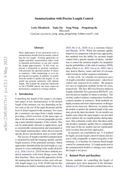 Summarization with Precise Length Control