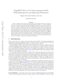 FrugalGPT: How to Use Large Language Models While Reducing Cost and
  Improving Performance