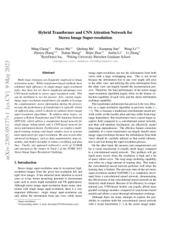 Hybrid Transformer and CNN Attention Network for Stereo Image
  Super-resolution