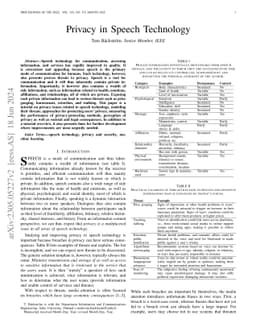 Privacy in Speech Technology