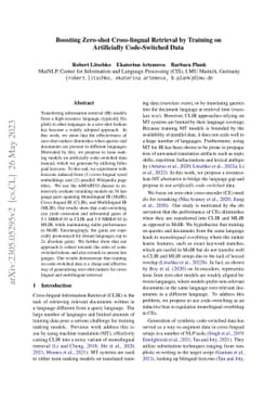 Boosting Zero-shot Cross-lingual Retrieval by Training on Artificially
  Code-Switched Data