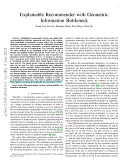 Explainable Recommender with Geometric Information Bottleneck