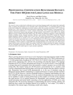 Professional Certification Benchmark Dataset: The First 500 Jobs For
  Large Language Models