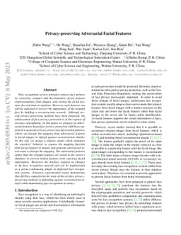 Privacy-preserving Adversarial Facial Features