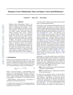 Sharpness-Aware Minimization Alone can Improve Adversarial Robustness