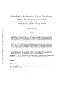 Robust Implicit Regularization via Weight Normalization