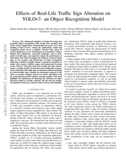 Effects of Real-Life Traffic Sign Alteration on YOLOv7- an Object
  Recognition Model
