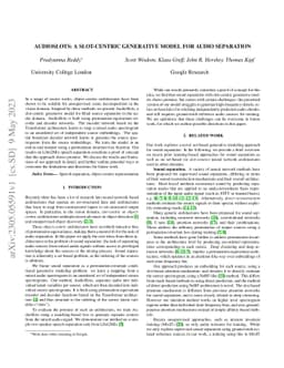 AudioSlots: A slot-centric generative model for audio separation