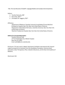 The Case Records of ChatGPT: Language Models and Complex Clinical
  Questions