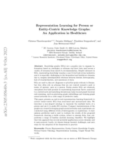 Representation Learning for Person or Entity-centric Knowledge Graphs:
  An Application in Healthcare