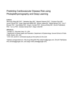 Predicting Cardiovascular Disease Risk using Photoplethysmography and
  Deep Learning