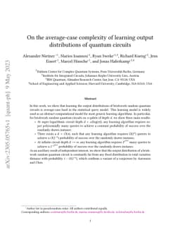 On the average-case complexity of learning output distributions of
  quantum circuits