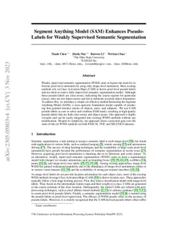 Segment Anything Model (SAM) Enhanced Pseudo Labels for Weakly
  Supervised Semantic Segmentation