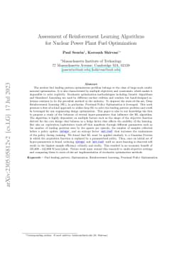 Assessment of Reinforcement Learning Algorithms for Nuclear Power Plant
  Fuel Optimization