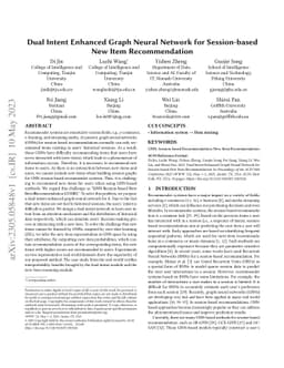 Dual Intent Enhanced Graph Neural Network for Session-based New Item
  Recommendation