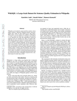 WikiSQE: A Large-Scale Dataset for Sentence Quality Estimation in
  Wikipedia