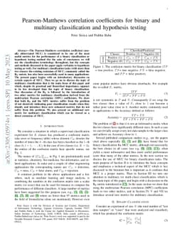 Pearson-Matthews correlation coefficients for binary and multinary
  classification and hypothesis testing