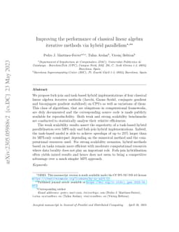 Improving the performance of classical linear algebra iterative methods
  via hybrid parallelism