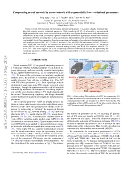 Compressing neural network by tensor network with exponentially fewer
  variational parameters