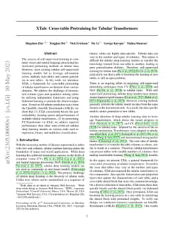 XTab: Cross-table Pretraining for Tabular Transformers