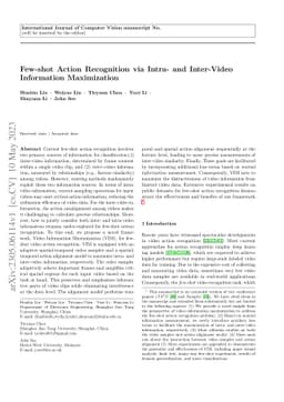 Few-shot Action Recognition via Intra- and Inter-Video Information
  Maximization