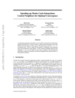 Speeding up Monte Carlo Integration: Control Neighbors for Optimal
  Convergence