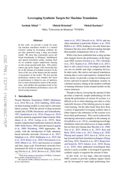 Leveraging Synthetic Targets for Machine Translation