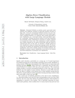 Algebra Error Classification with Large Language Models