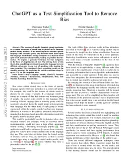 ChatGPT as a Text Simplification Tool to Remove Bias