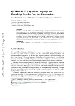 QICHWABASE: A Quechua Language and Knowledge Base for Quechua
  Communities