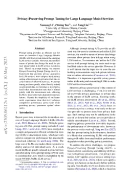 Privacy-Preserving Prompt Tuning for Large Language Model Services