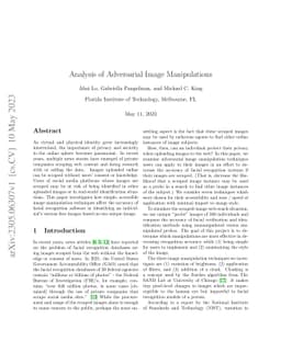 Analysis of Adversarial Image Manipulations