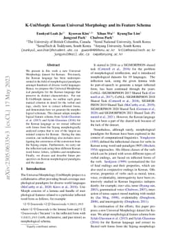 K-UniMorph: Korean Universal Morphology and its Feature Schema