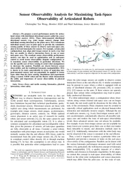 Sensor Observability Analysis for Maximizing Task-Space Observability of
  Articulated Robots