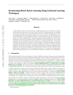 Accelerating Batch Active Learning Using Continual Learning Techniques