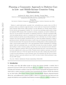 Planning a Community Approach to Diabetes Care in Low- and Middle-Income
  Countries Using Optimization